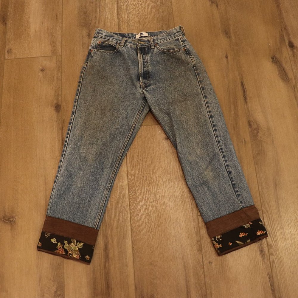 Gap Strait Leg Embroided Jeans